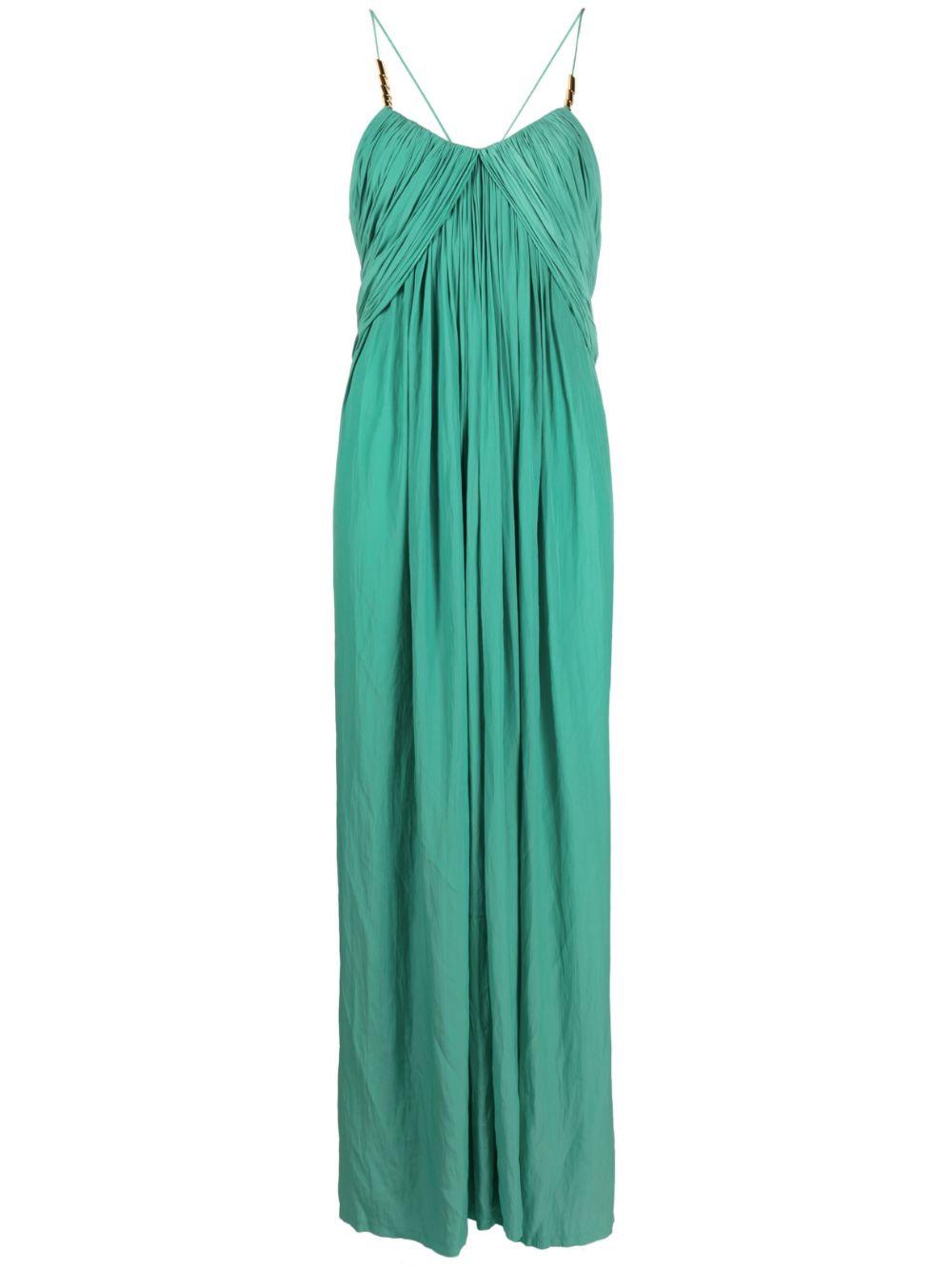 Draped sleeveless maxi dress - Brown