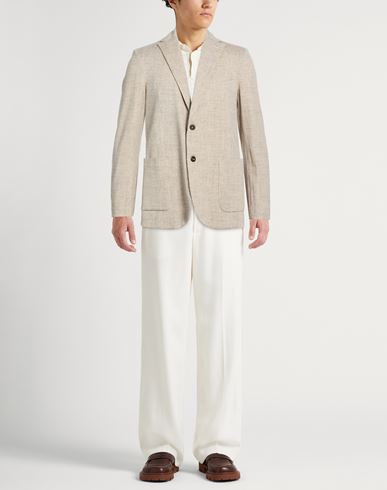 Man Blazer Beige Size 40 Cotton, Elastane