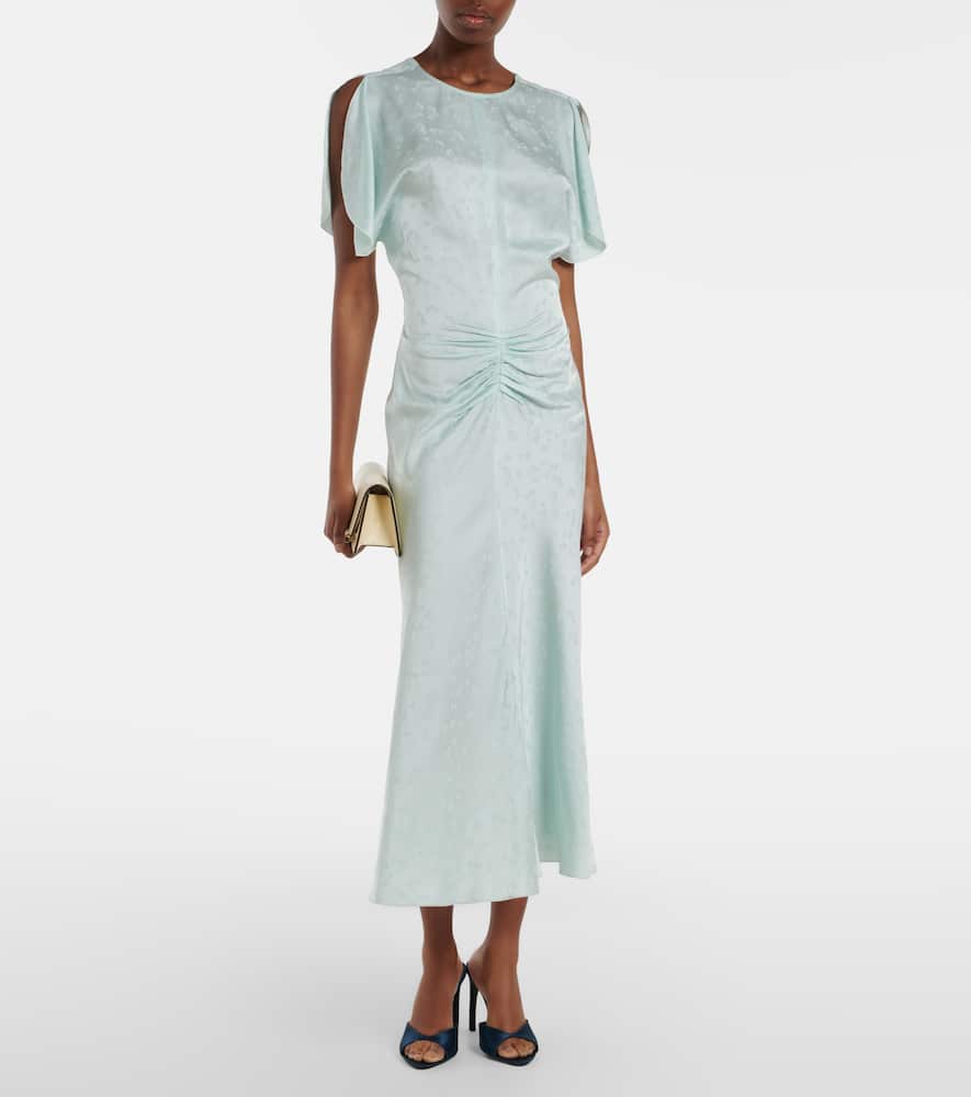 Gathered jacquard midi dress