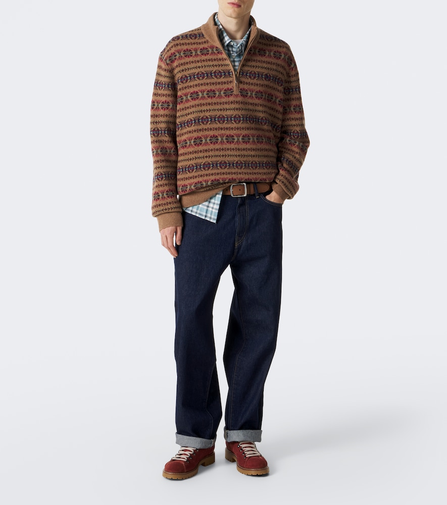 Fair Isle wool half-zip sweater