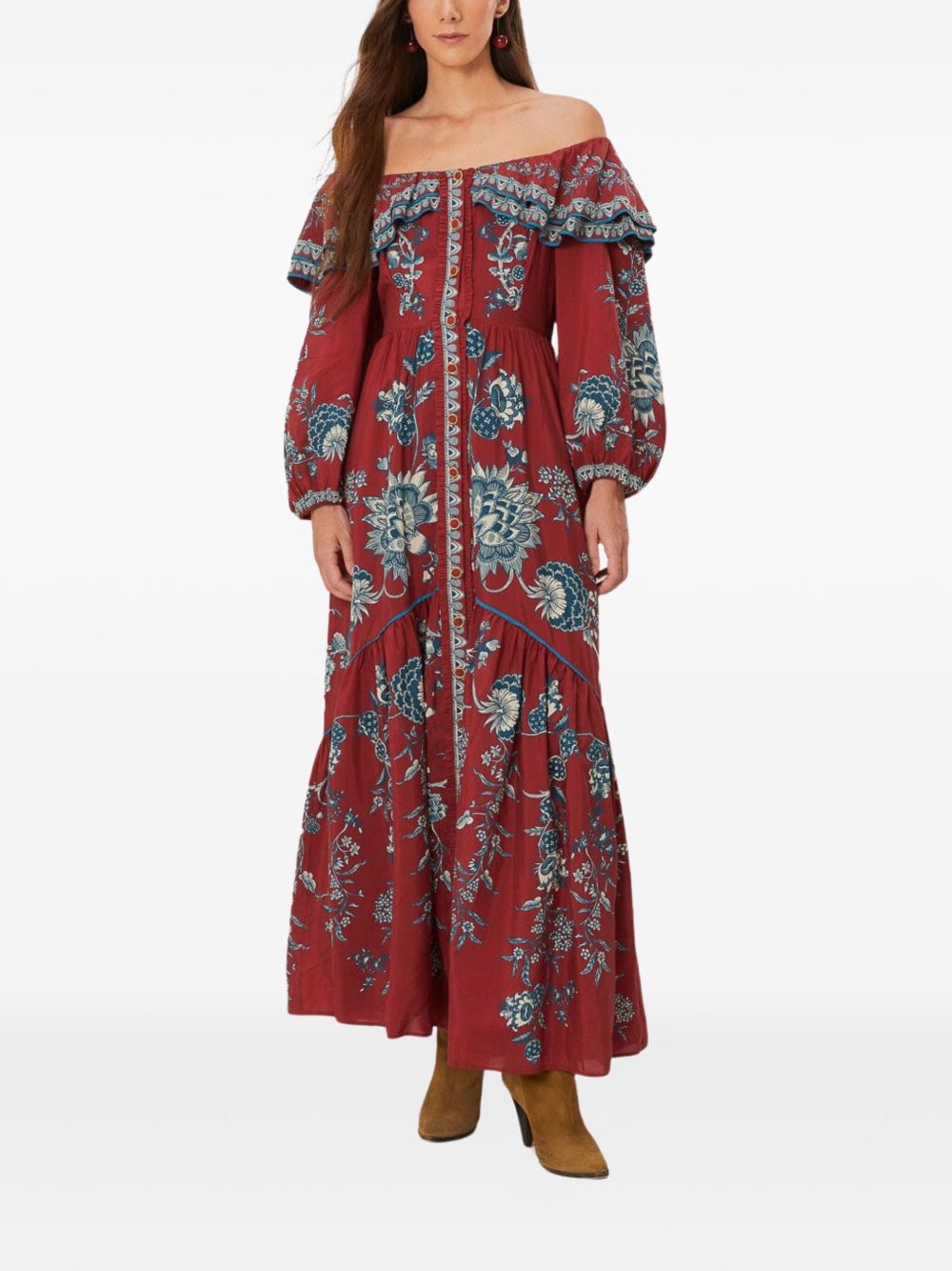FARM Rio off-shoulder maxi dress - Red
