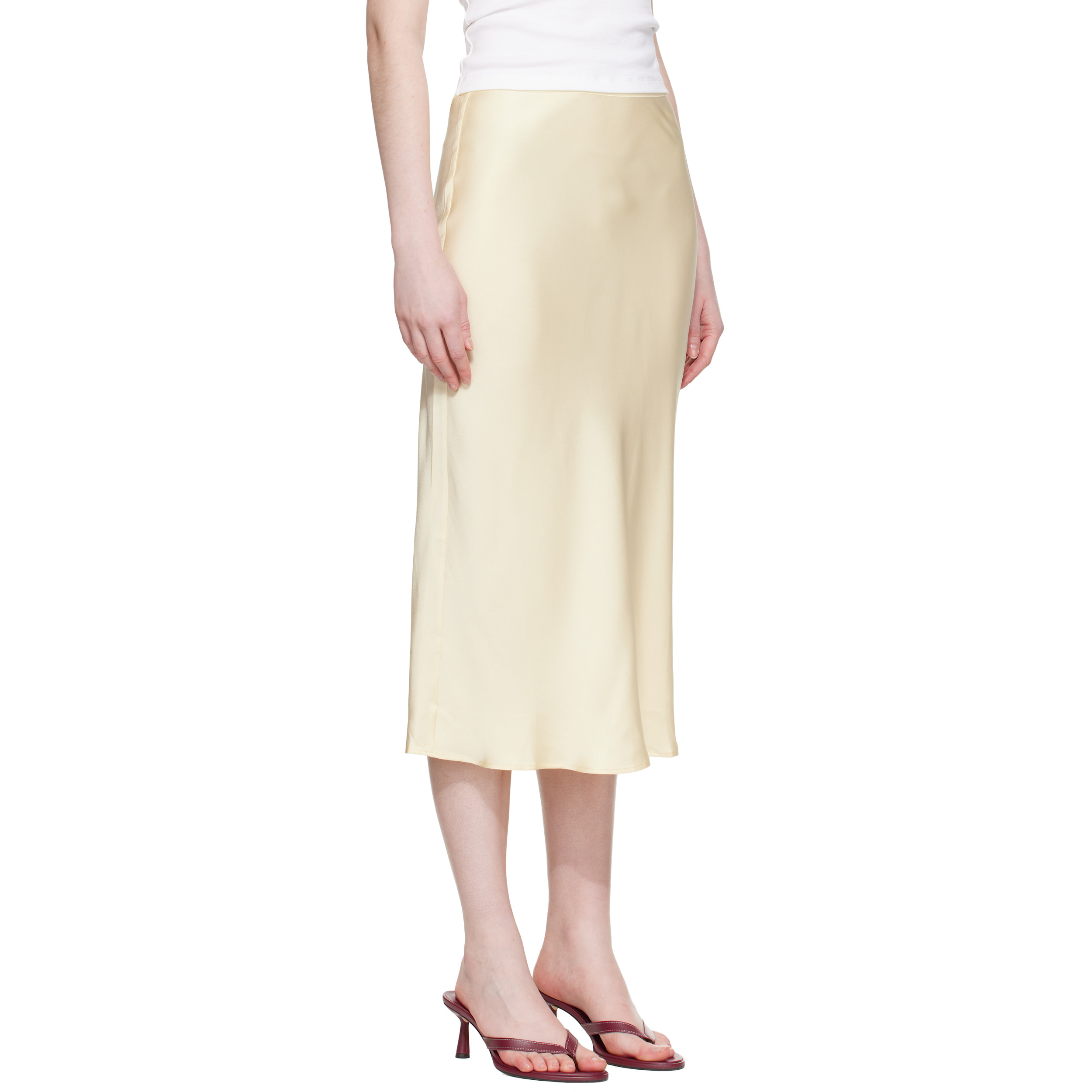 Yellow Bar Silk Midi Skirt