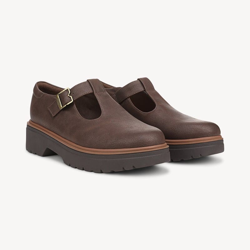 Women's Bring It Mary Jane Shoes Dark Brown Faux Leather DRSCH