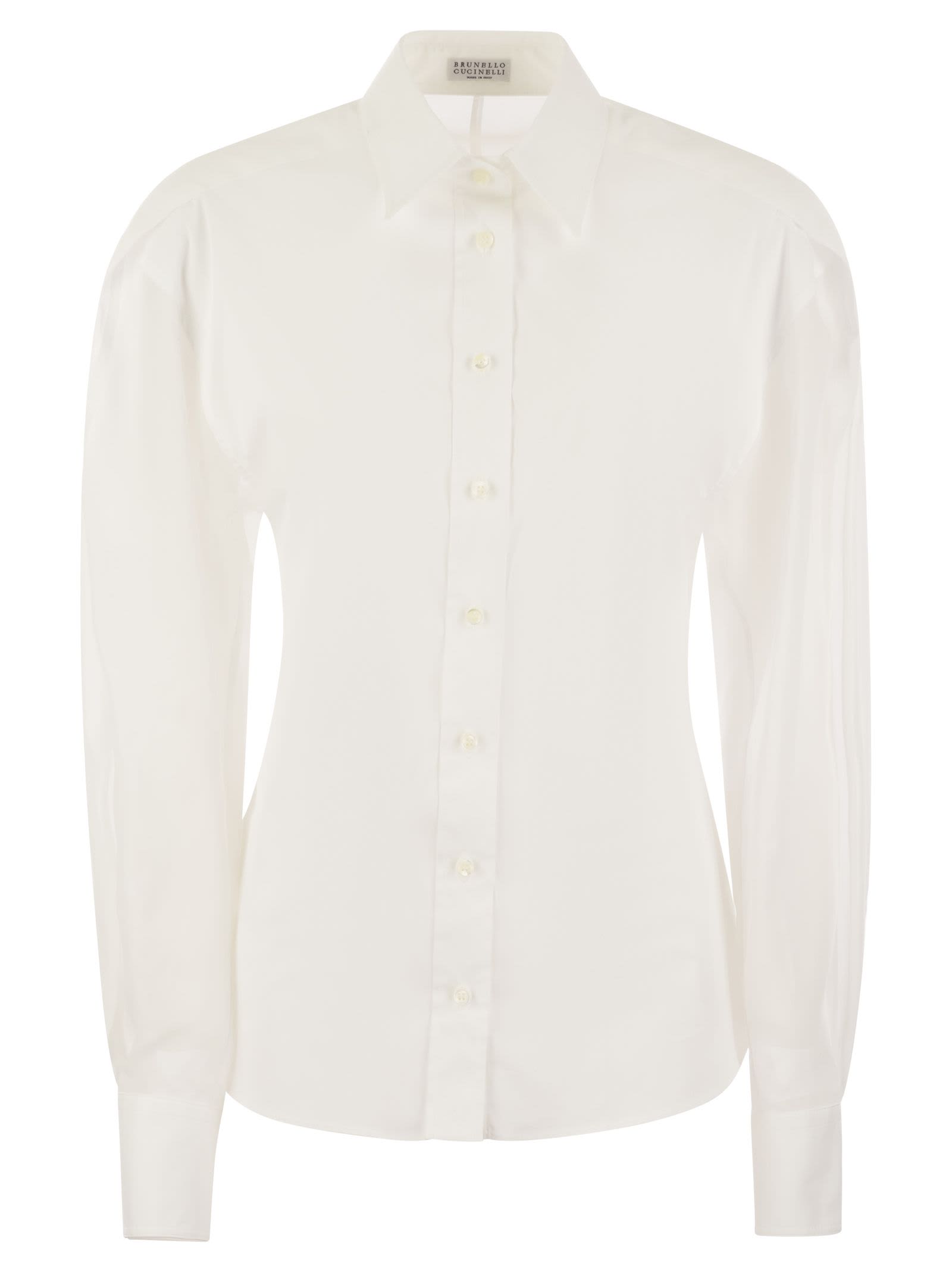 Organza-panels buttoned shirt - White