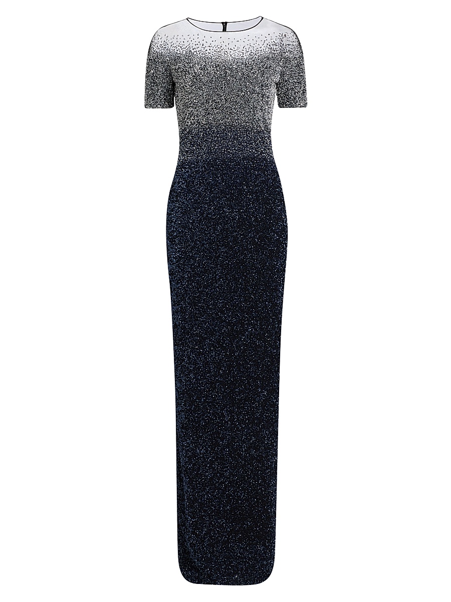 Women's Signature Sequined Gown - Silver Navy