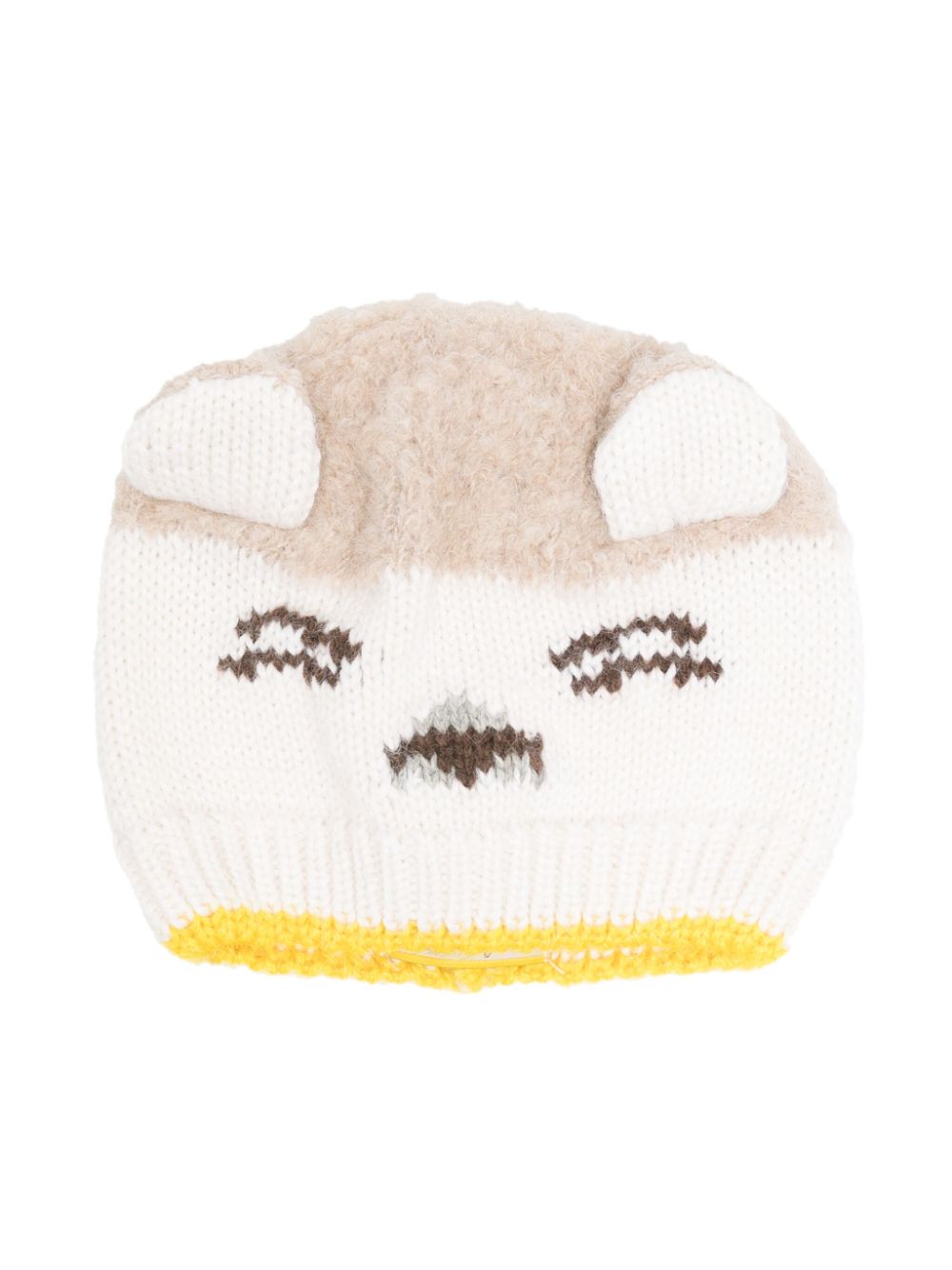 Graphic-print knitted beanie - Neutrals