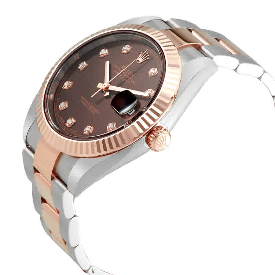Datejust 41 Chocolate Diamond Dial Steel and 18K Everose Gold Oyster Mens Watch 126331CHDO