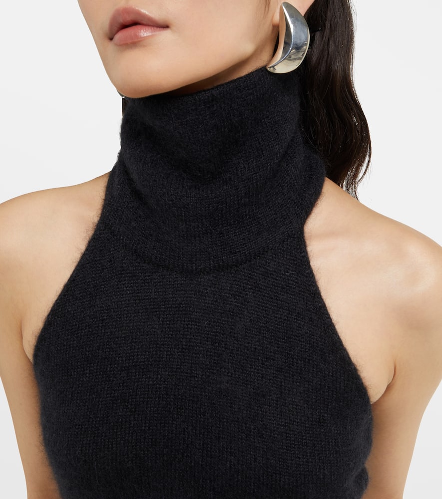 Halterneck mohair-blend maxi dress