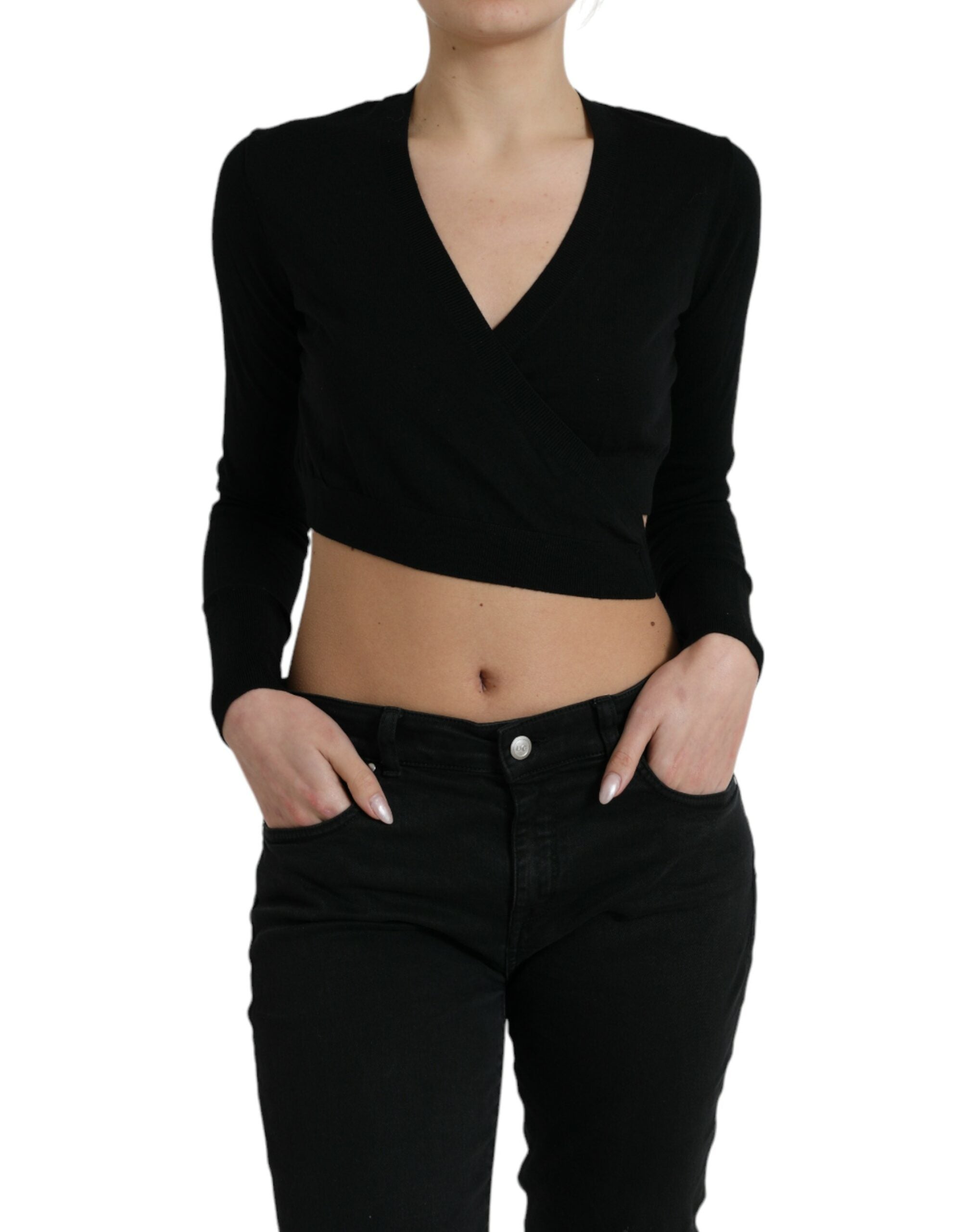 Virgin Wool V-Neck Cardigan — Black
