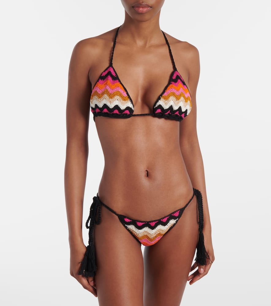 Striped cotton bikini bottoms