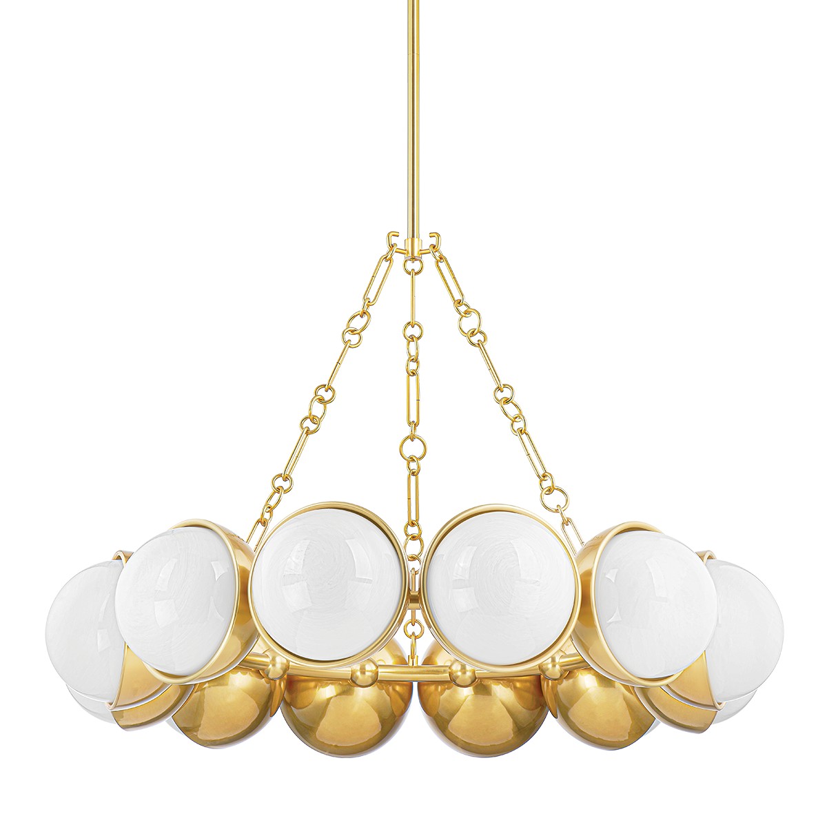 Vintage Polished Brass 12 Light Chandelier from the Althea Collection
