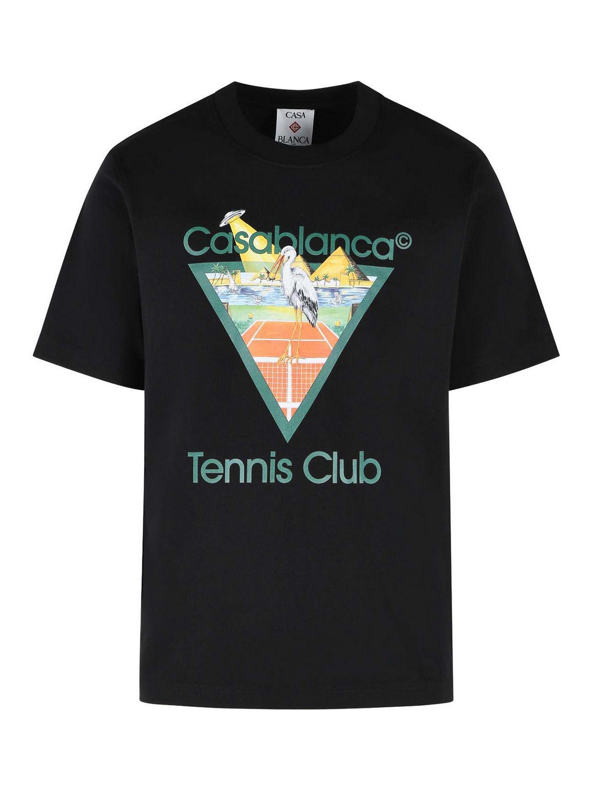 Casablanca Classic T-Shirt in Tennis Club Triangle - Black. S also in M, L, XL/1X, XXL/2X