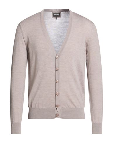 Man Cardigan Taupe Size 40 Virgin Wool