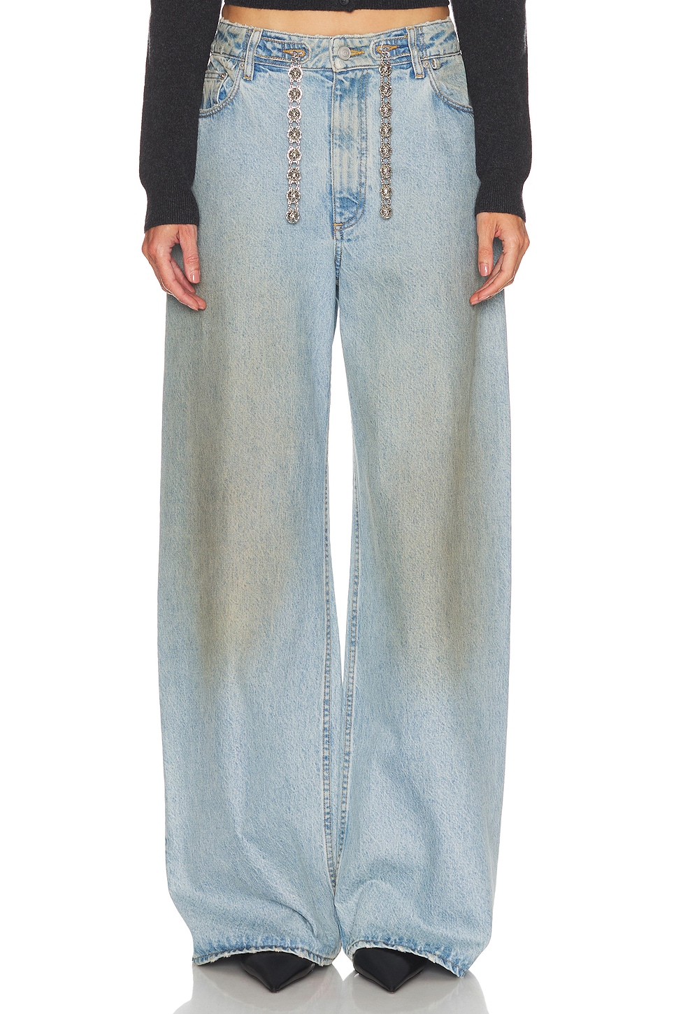 EZR Baggy Chain Wide Leg in Pacific Blue - Blue. 30 also , 25, 26