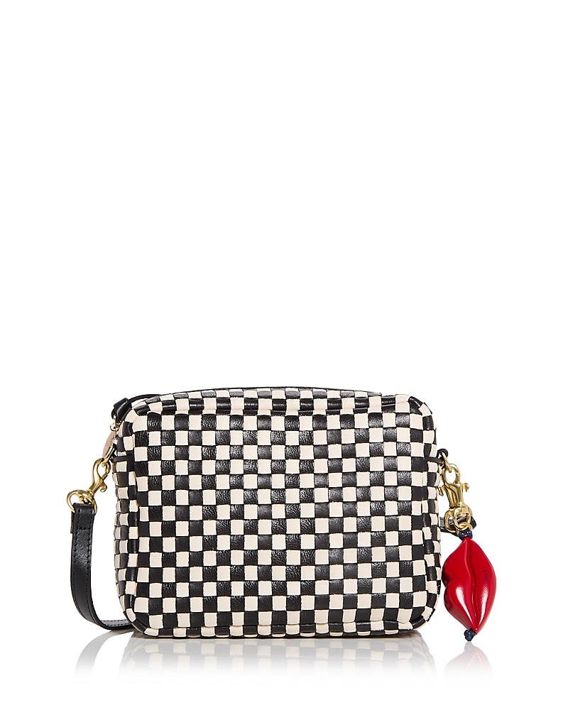 Midi Sac Lips Woven Leather Crossbody Bag