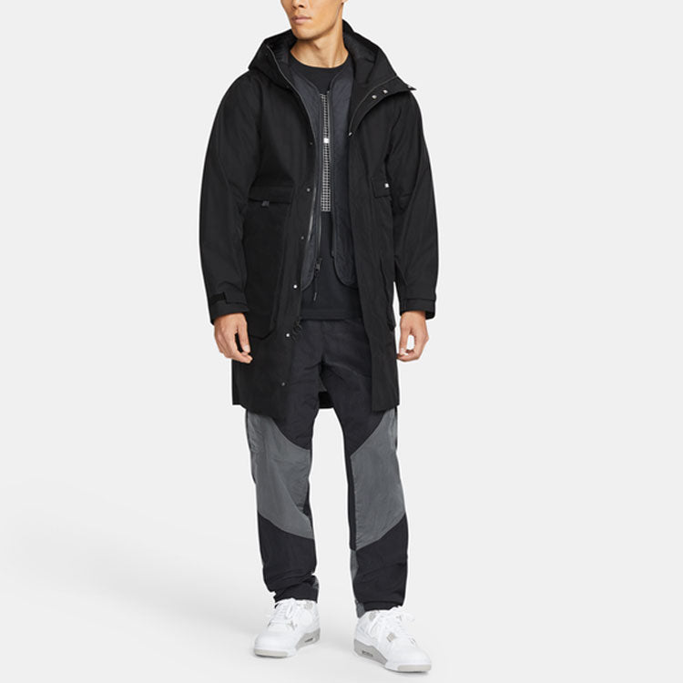 Men's Air Gore-Tex 2-In-1 Detachable Stay Warm Hooded Big Pocket Padded Black Jacket