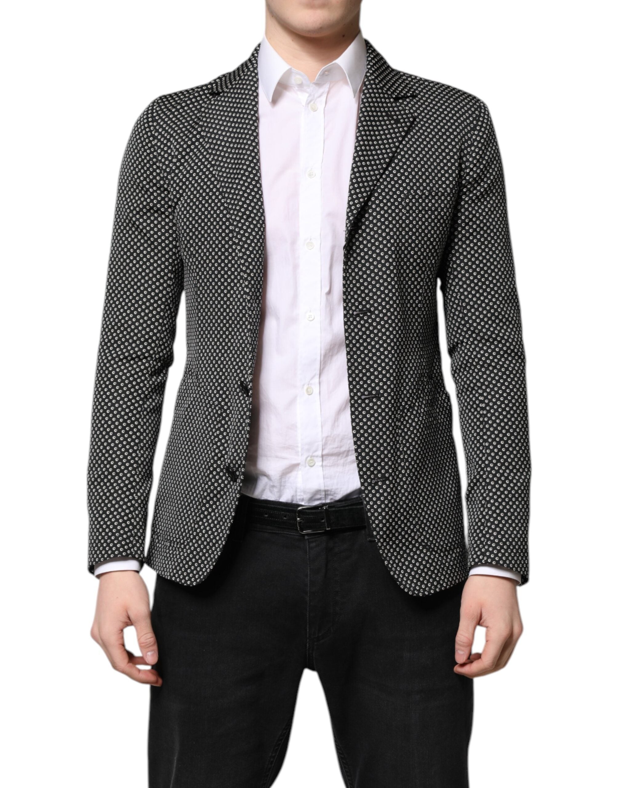 Dog's Tooth Patterned Blazer — Black