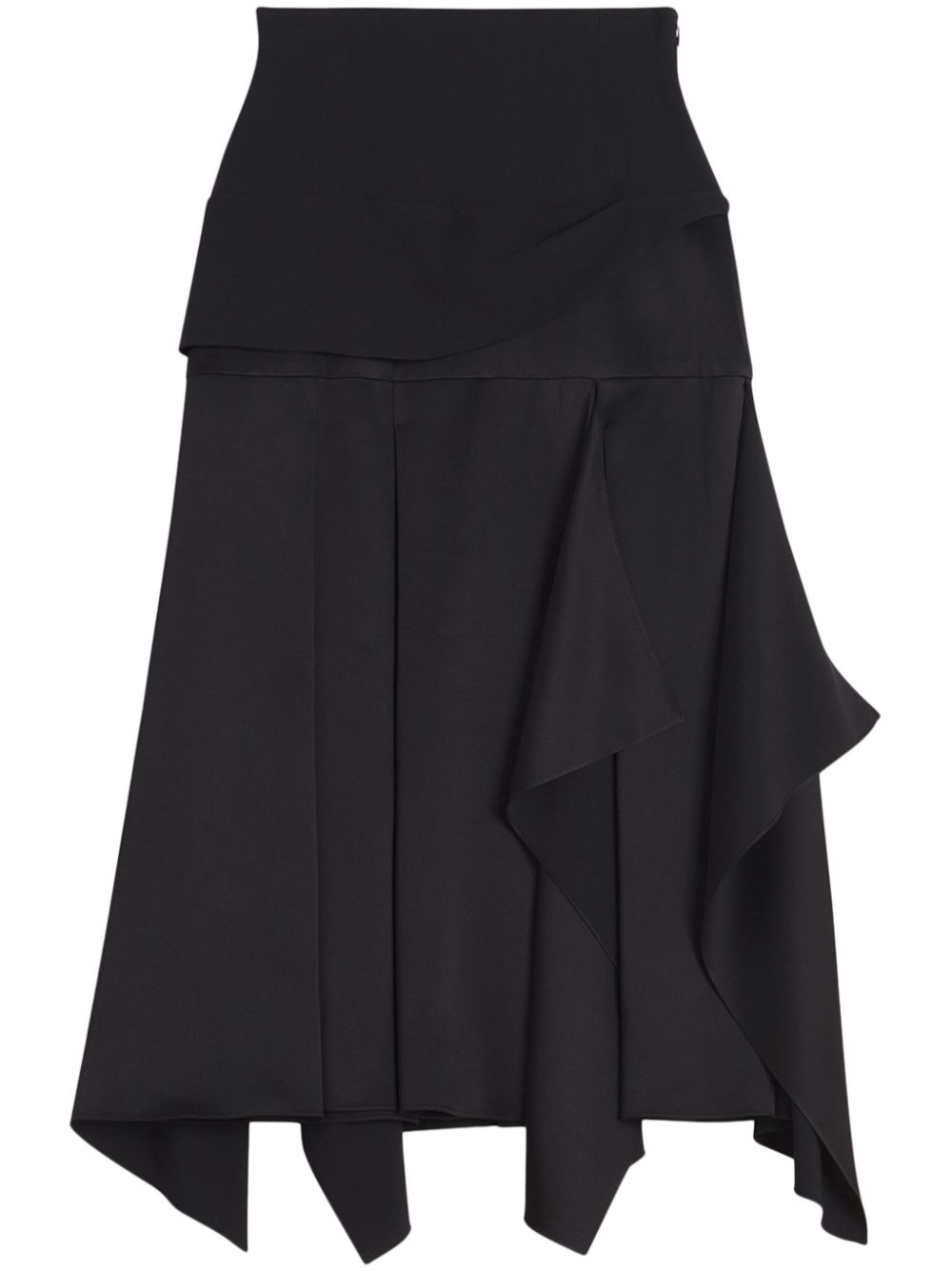 Draped-detailing midi skirt - Black
