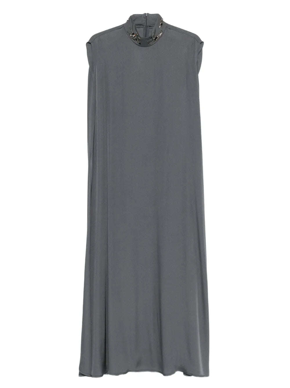 Embellished High-Neck Dress — Grey