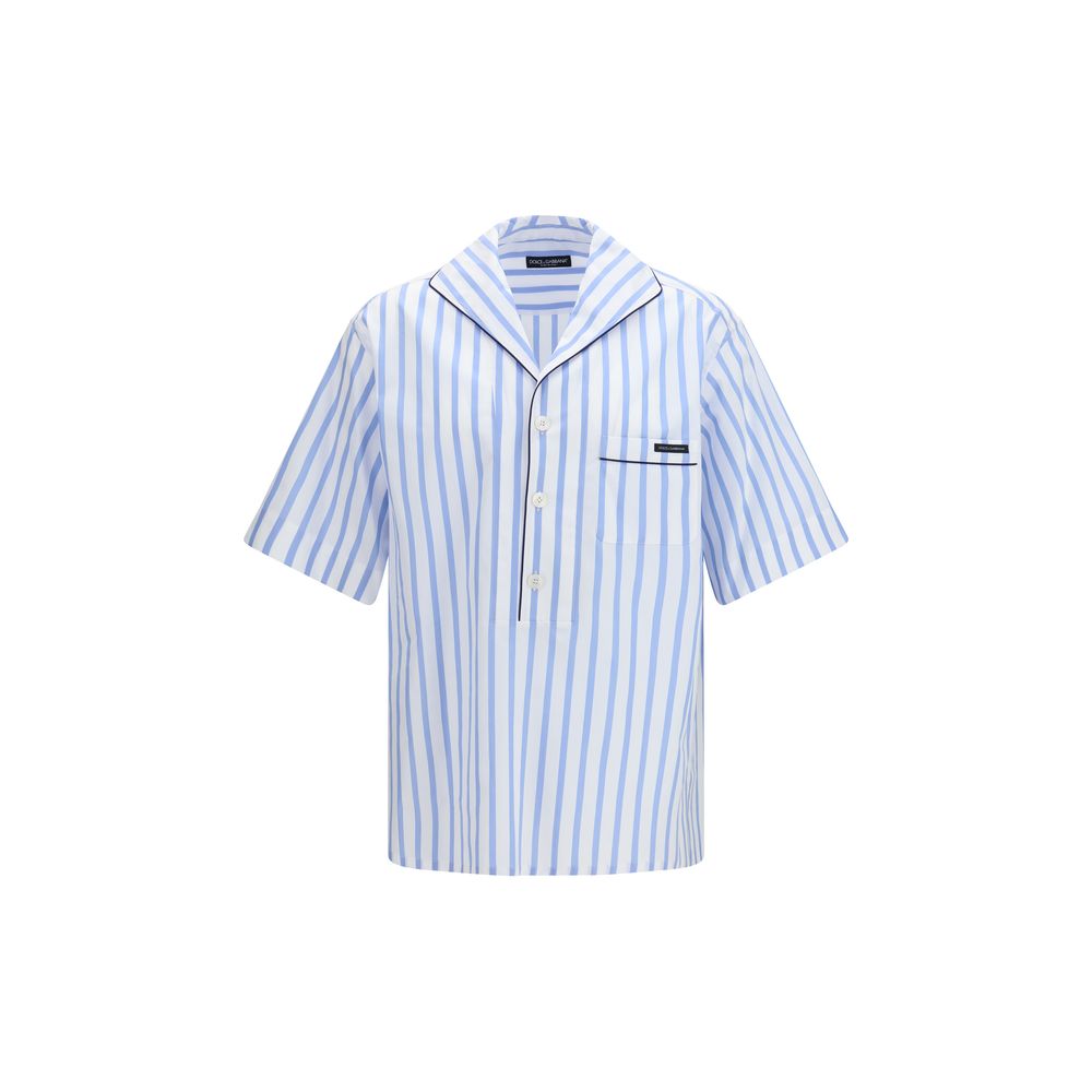 Striped Poplin Shirt — Blue