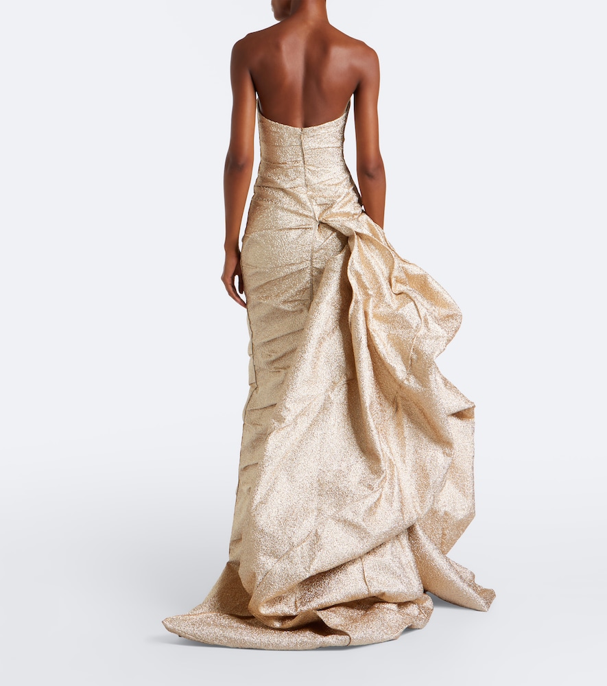 Gathered lamé corset gown