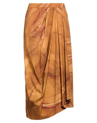 Woman Midi skirt Camel Size 8 Cotton, Elastane