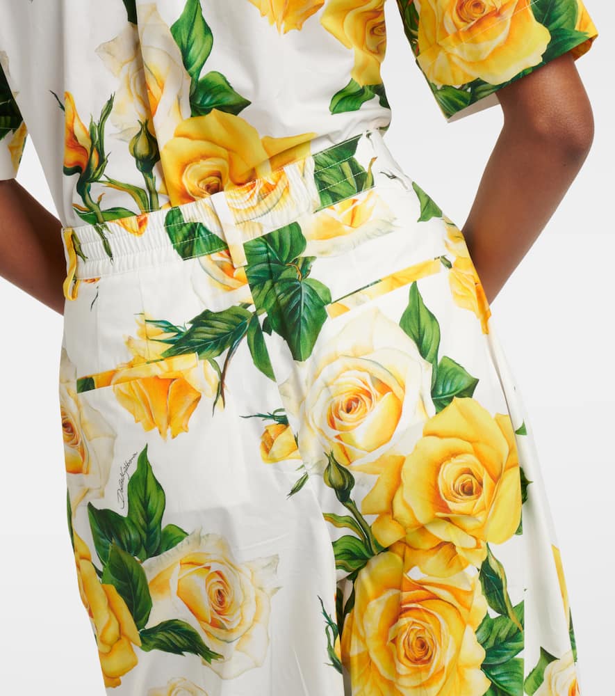 Floral high-rise cotton cropped pants