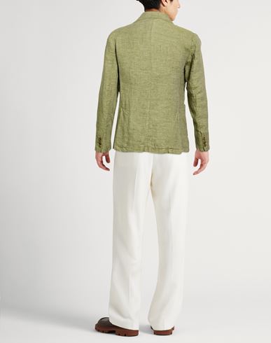 Man Blazer Green Size 40 Linen