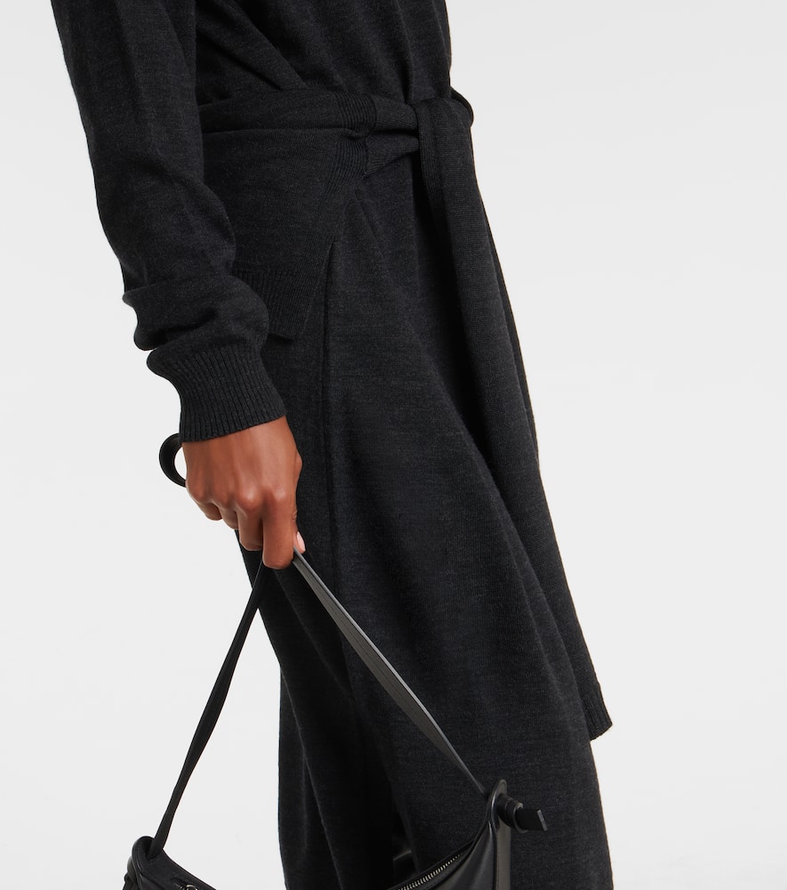 Turtleneck wool-blend midi dress