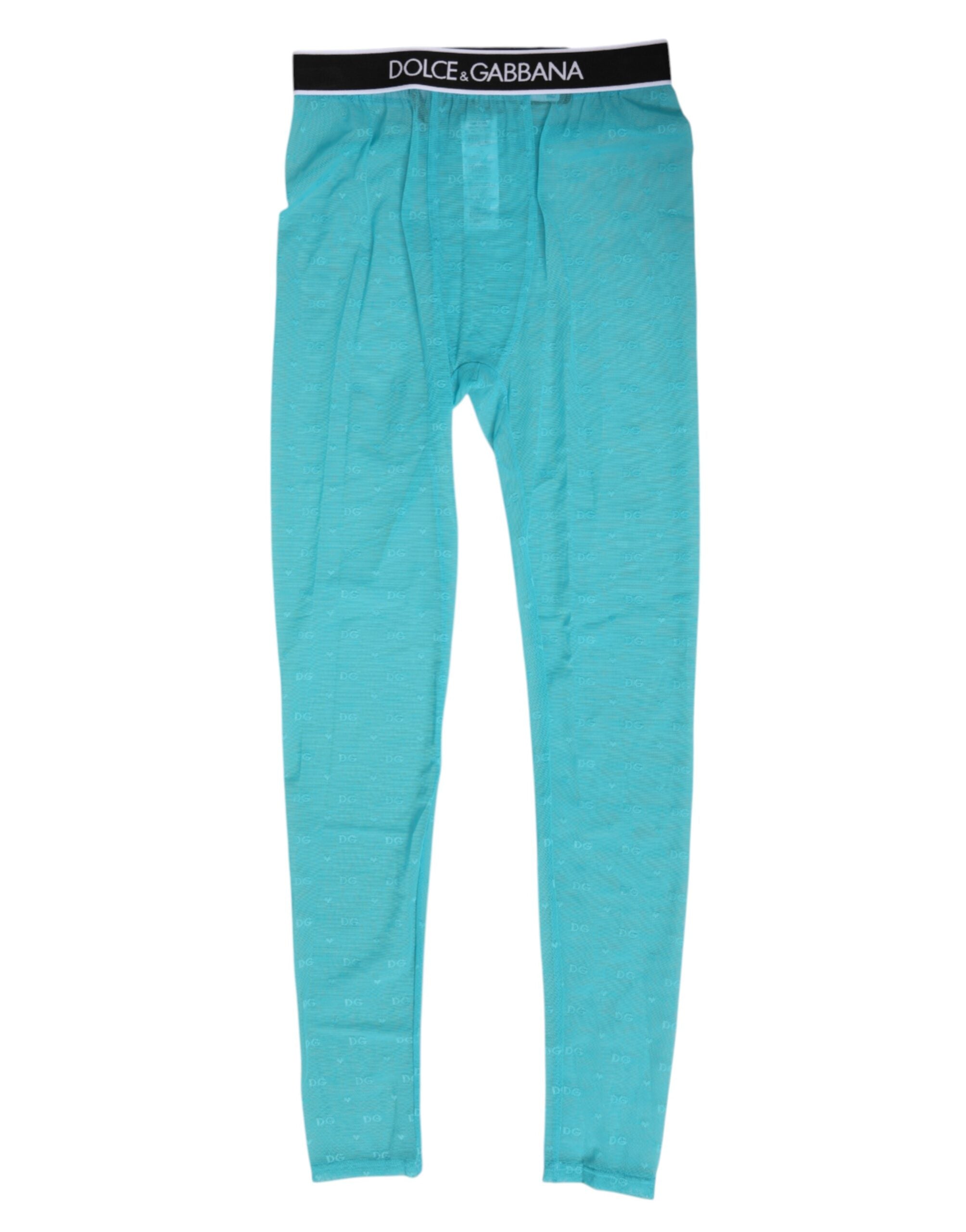 Nylon Logo Lace Leggings — Blue