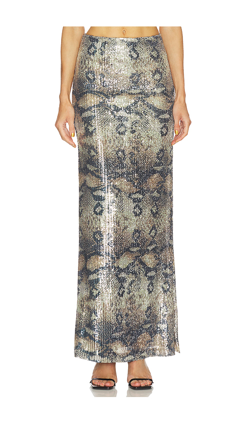 Le Superbe Maxi Slip Skirt in Desert Gloss Snake. S also in L
