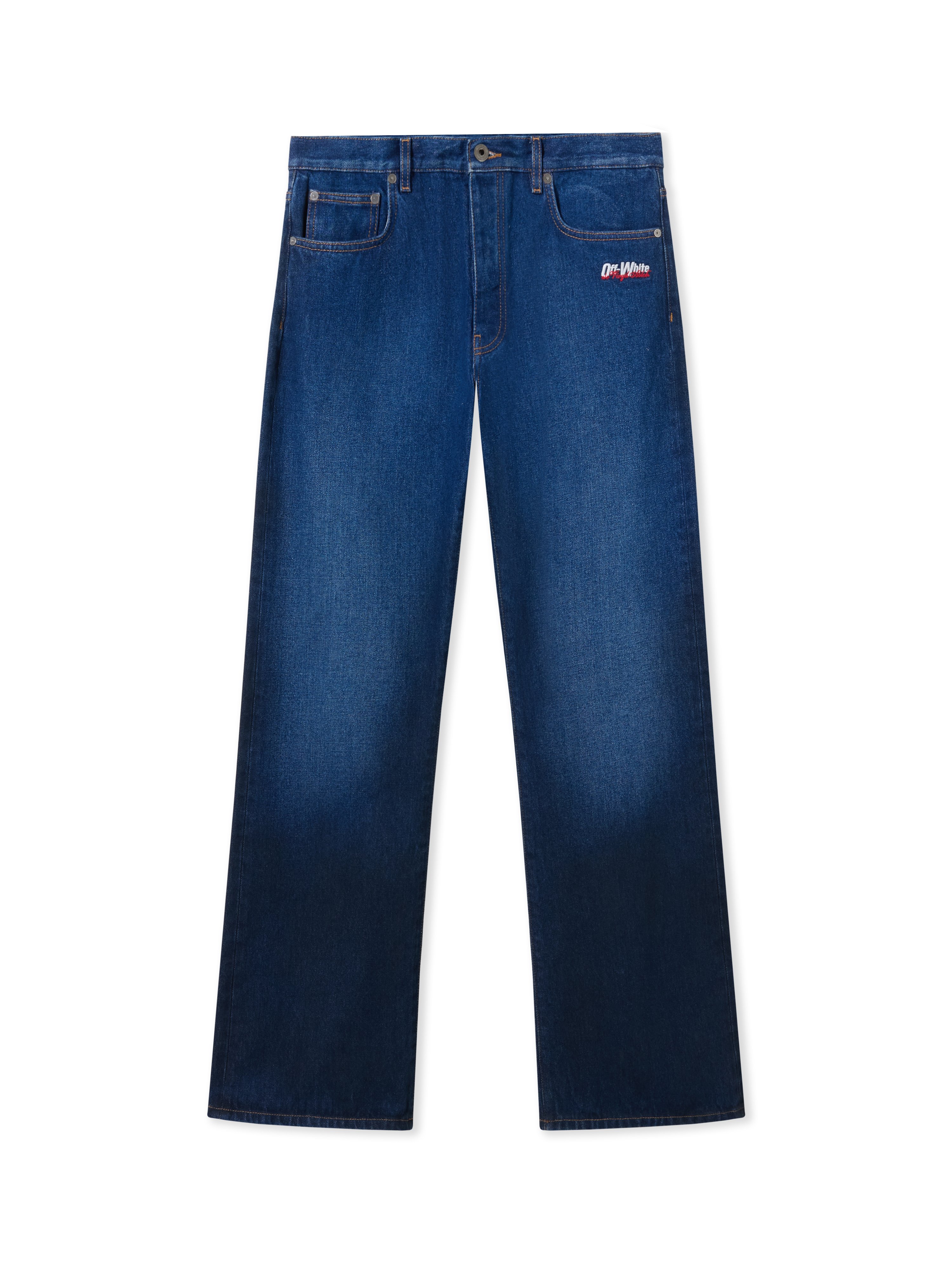 Spray Diagonal Relax Jeans - Male Jeans Medium Blue