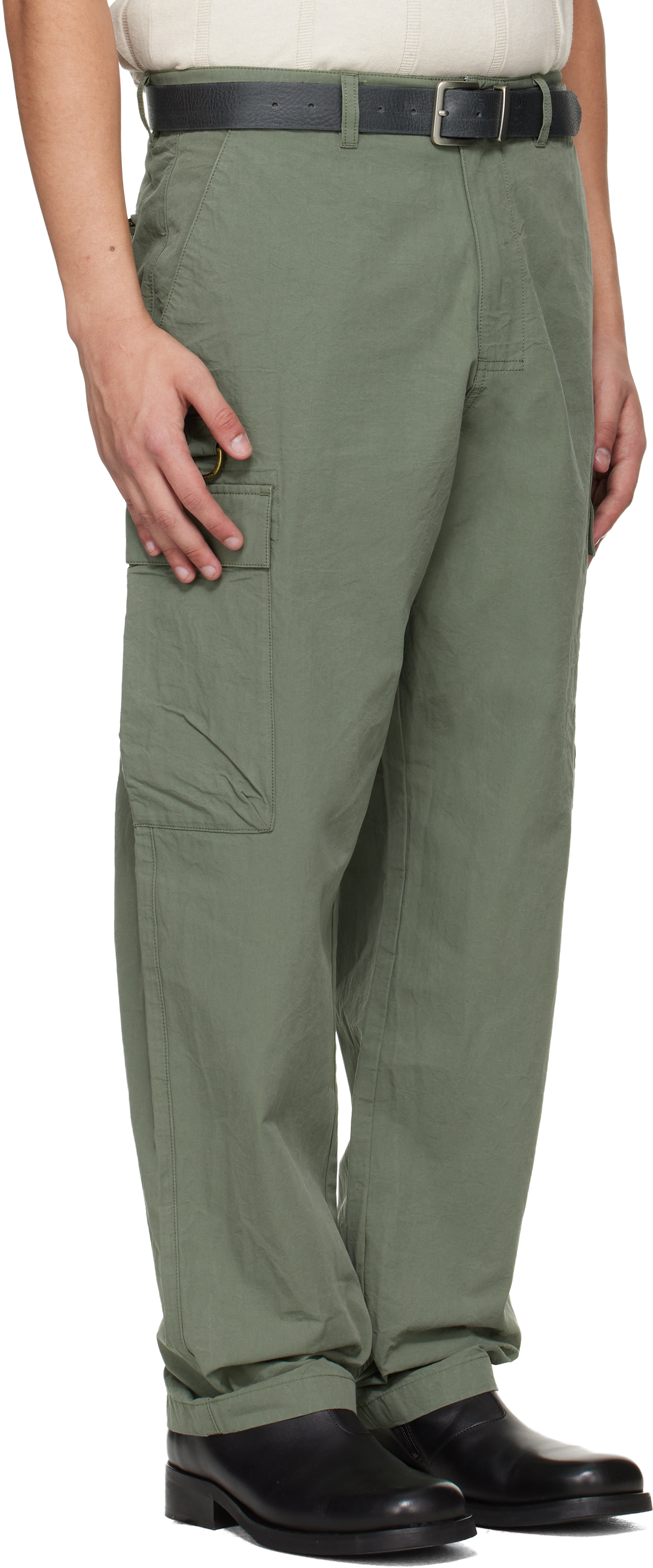 Khaki Spey Poplin Relaxed Cargo Pants