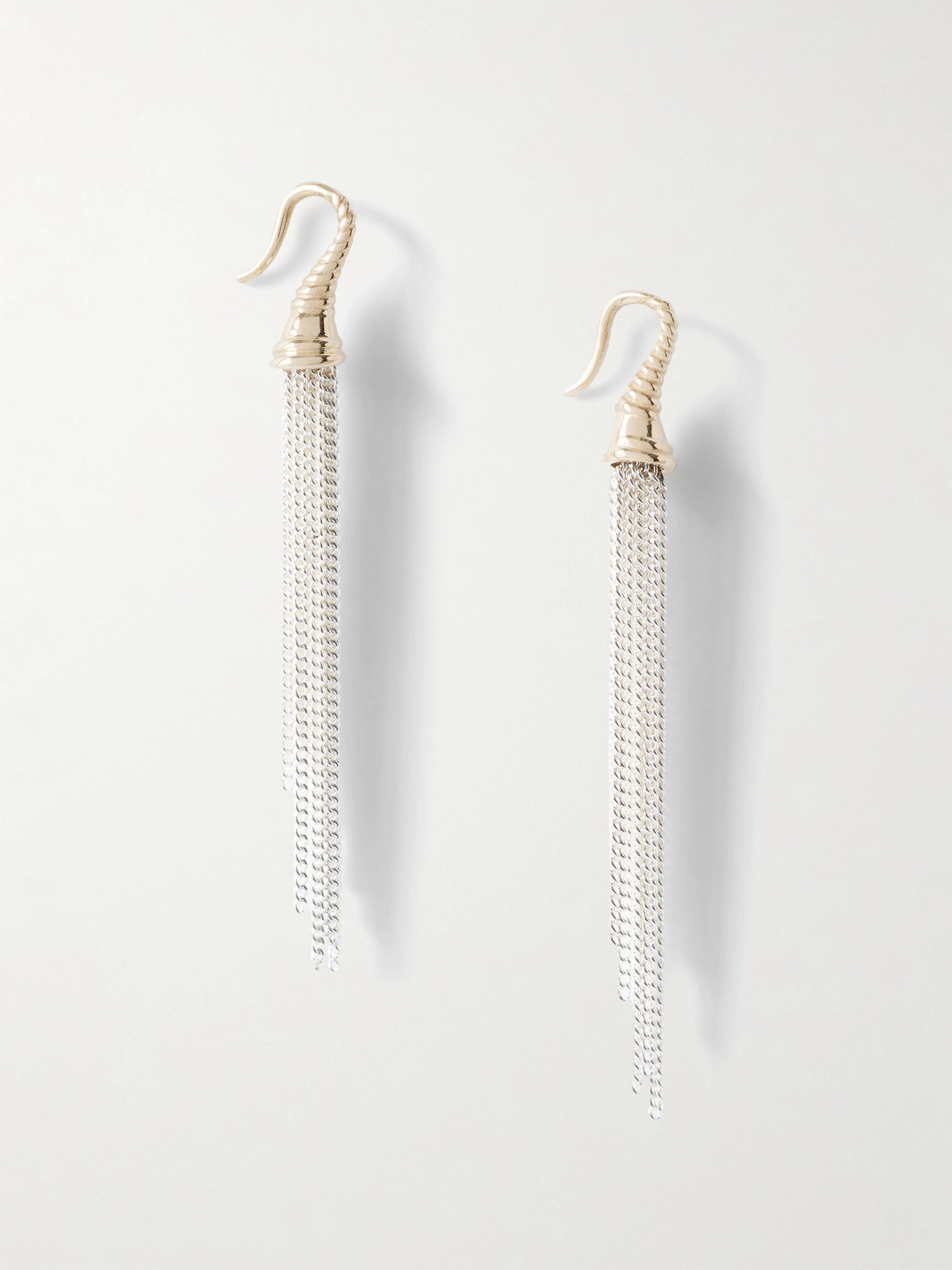 Tassel Fringed Sterling-silver And 14-karat Gold Earrings - One size