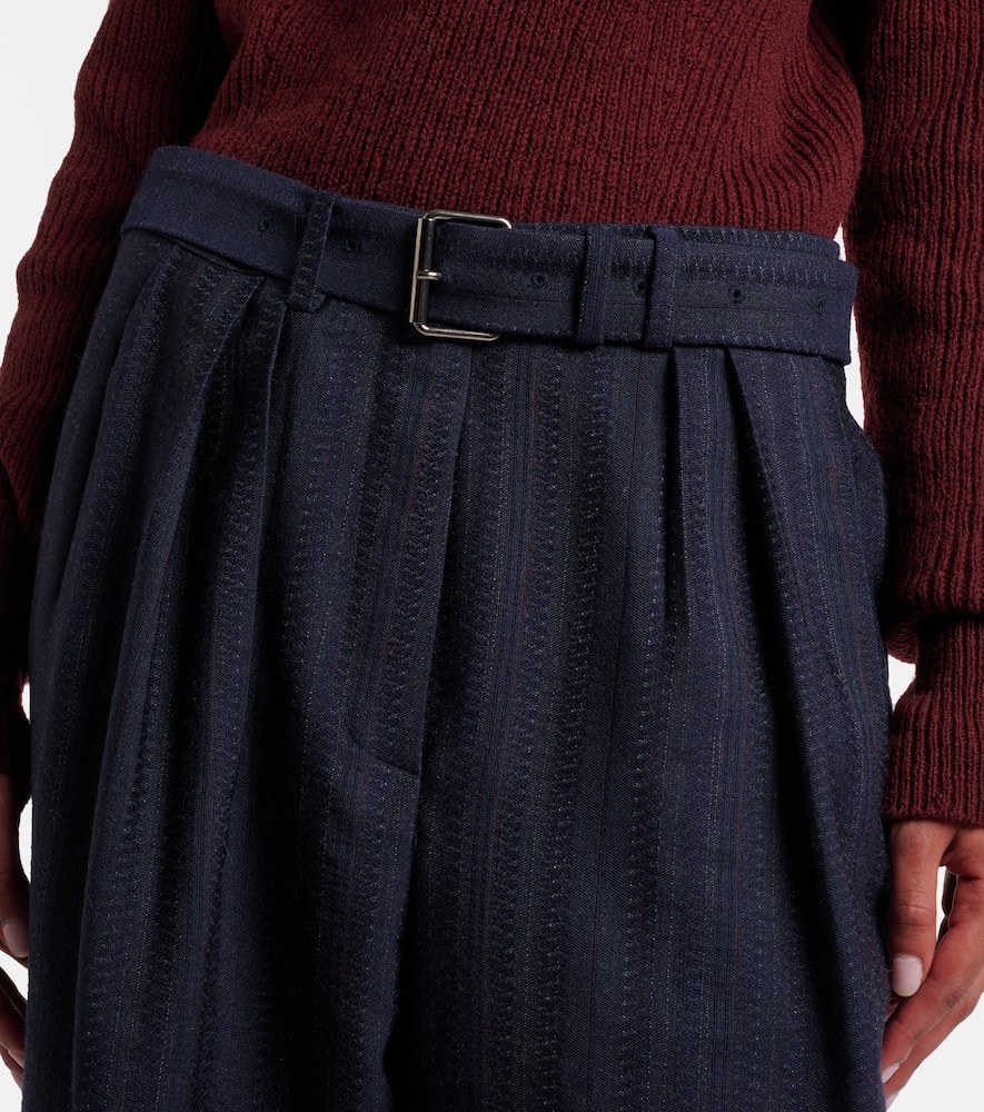 Belted wool wide-leg pants