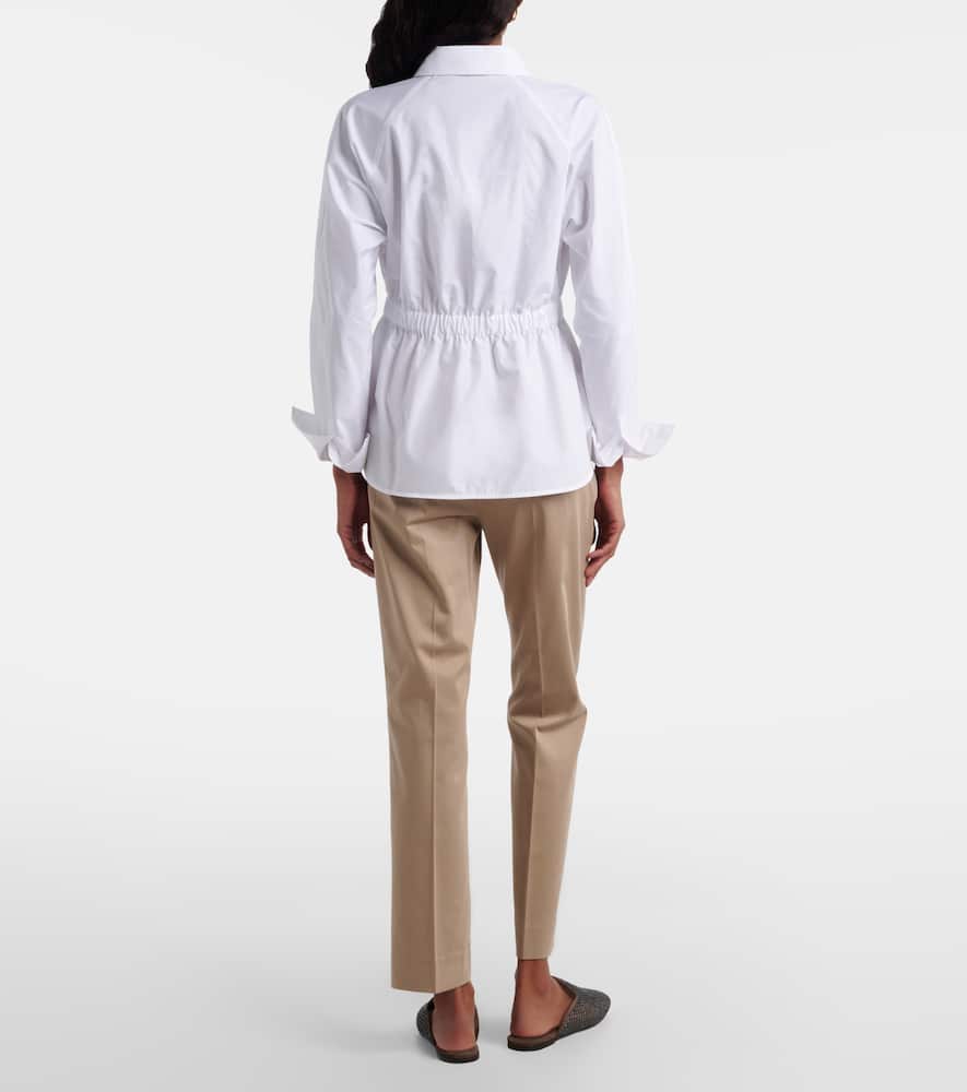 Cotton-blend cropped slim pants