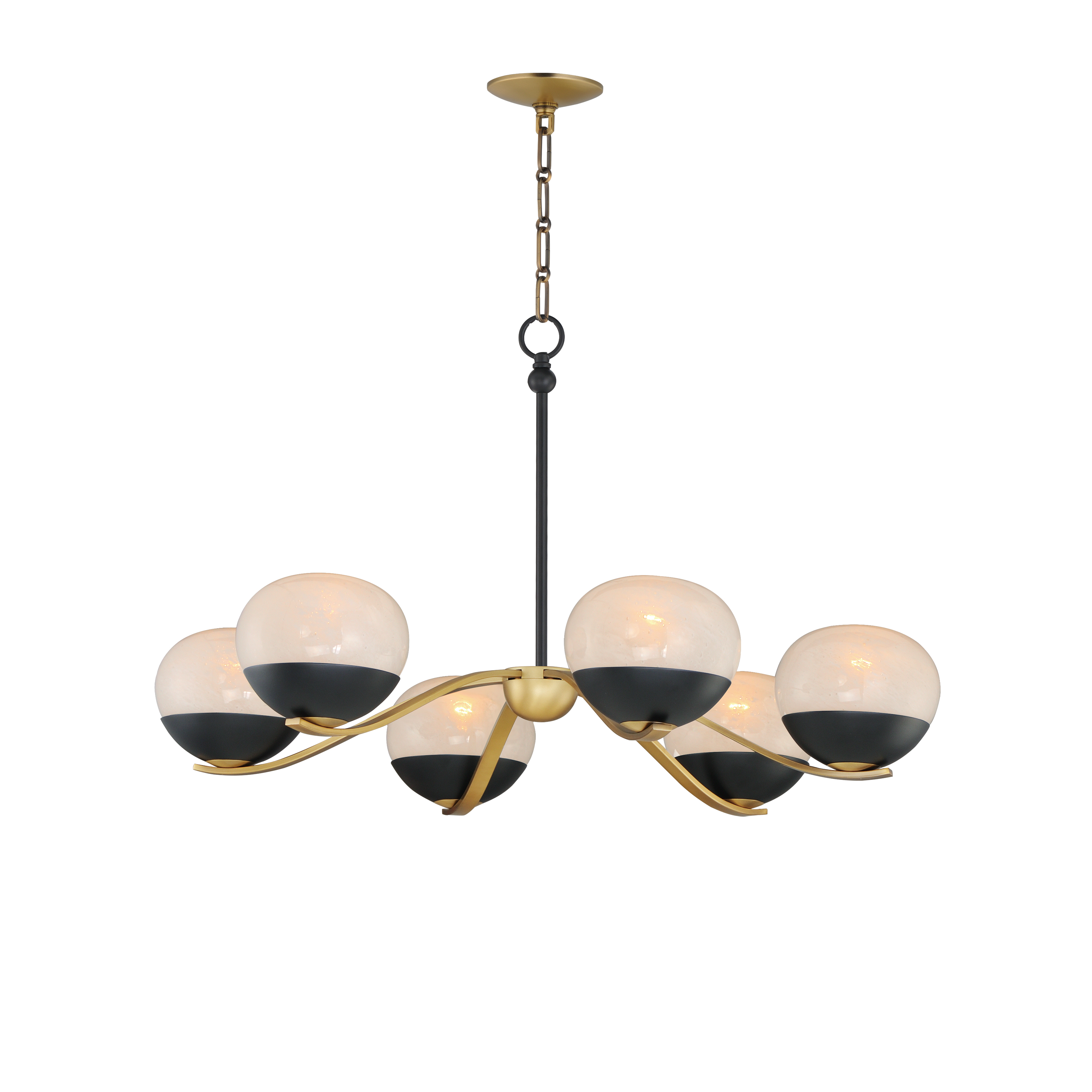 Black Natural Aged Brass Chandelier from the Lucerne Collection
