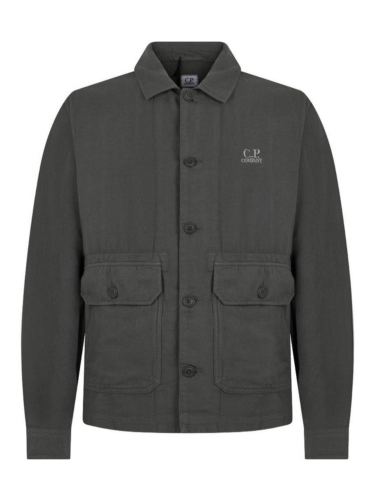 C. P. Company Gray Linen And Cotton Broken Twill Overshirt