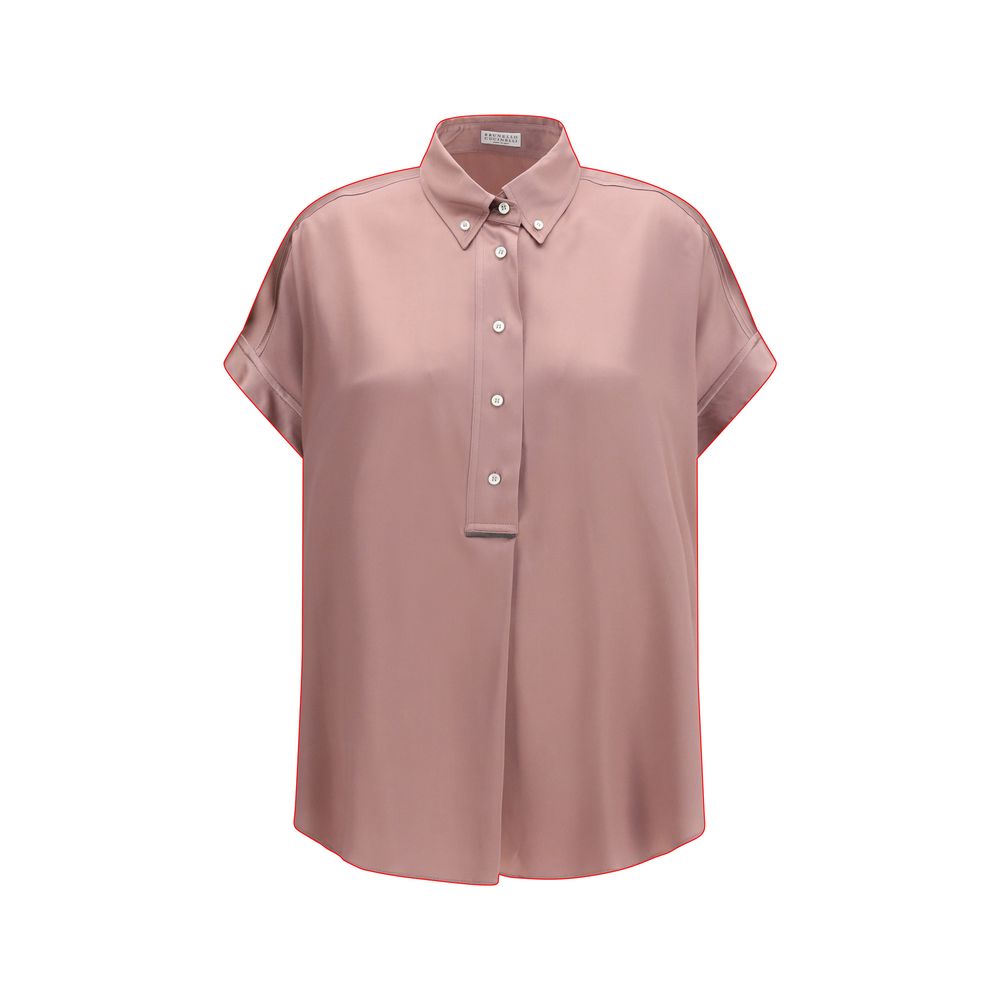 Silk Short-Sleeved Shirt — Pink