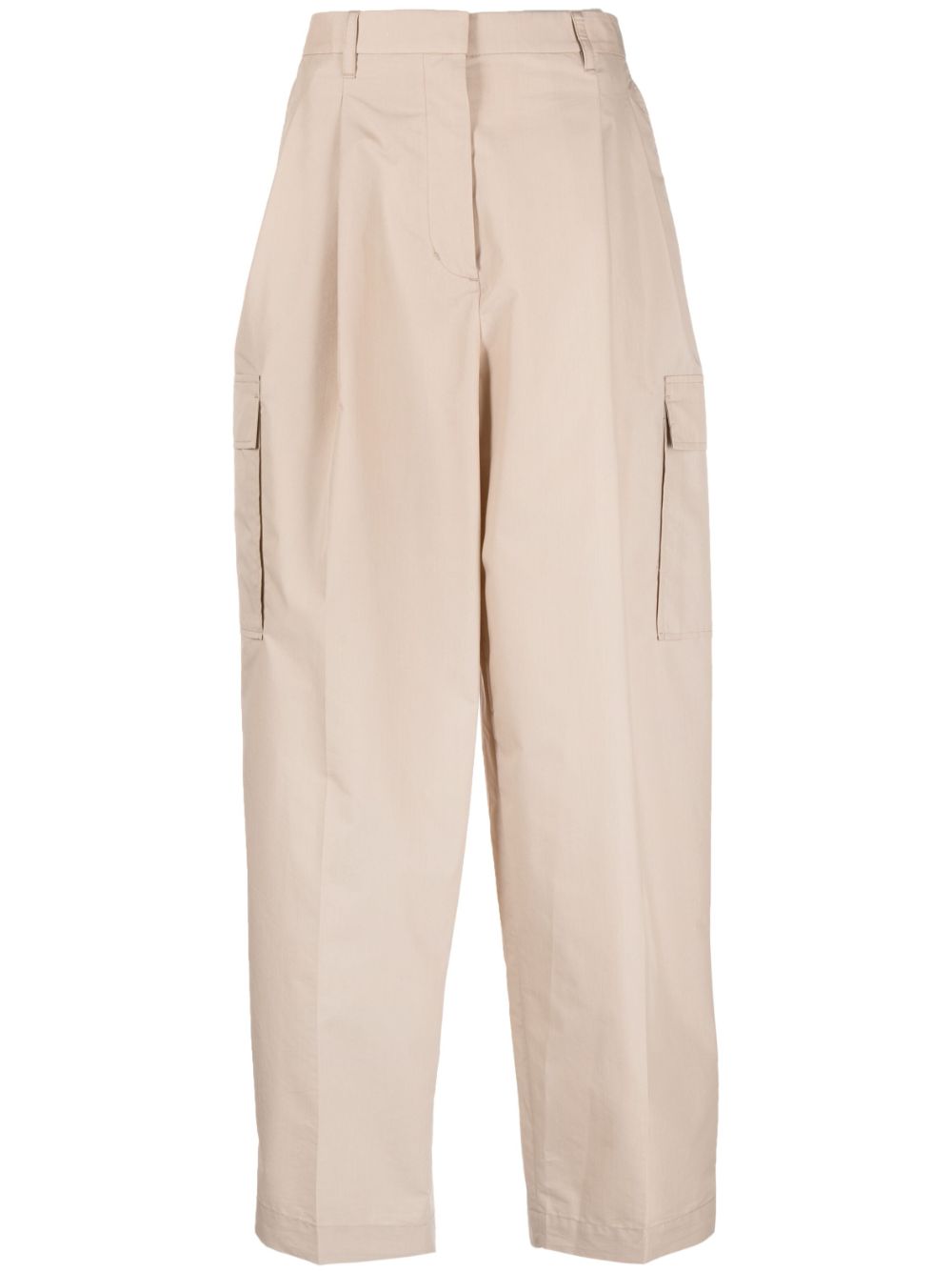 Pressed-crease pleated tapered trousers - Neutrals