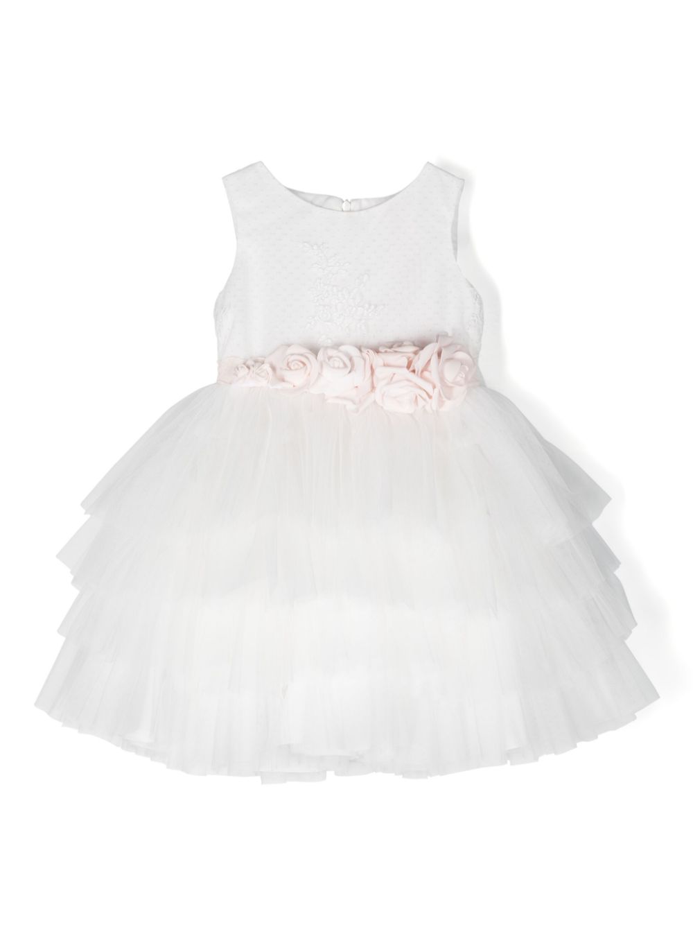 Floral appliqué lace-detailed dress - White