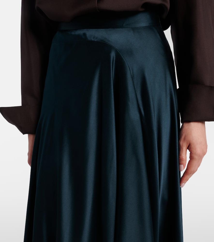 Asha asymmetric silk satin maxi skirt