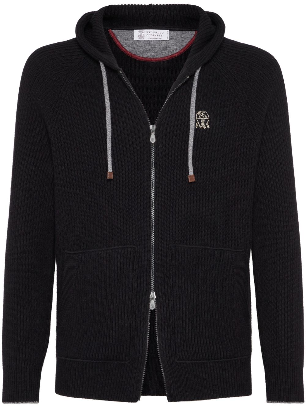 Hooded cashmere jacket - Black