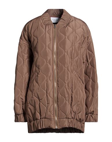 Woman Puffer Khaki Size 8 Polyester