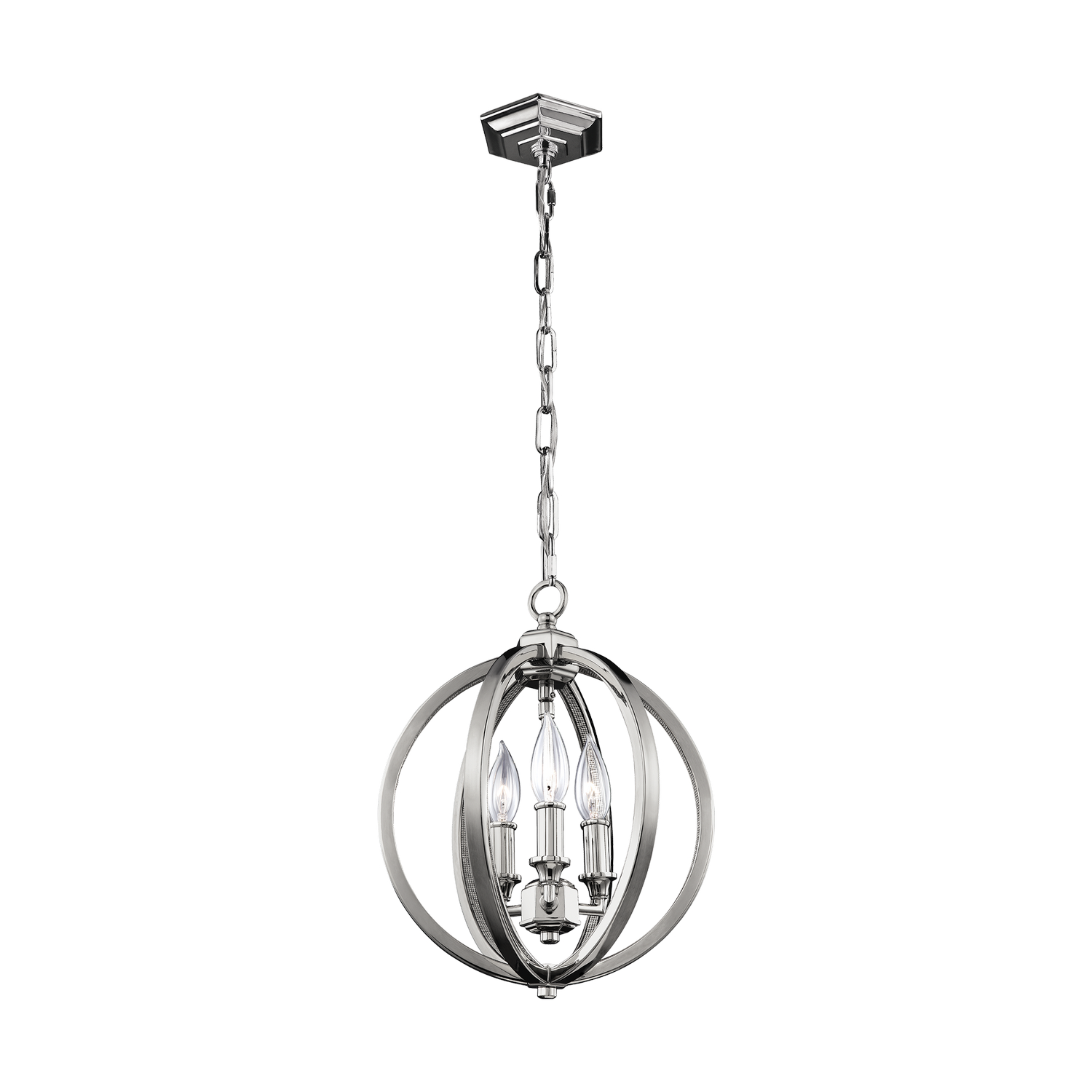 Visual Comfort Studio Corinne 11.25" 3-Light Pendant in Polished Nicke