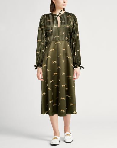 Woman Maxi dress Dark green Size 10 Viscose, Silk