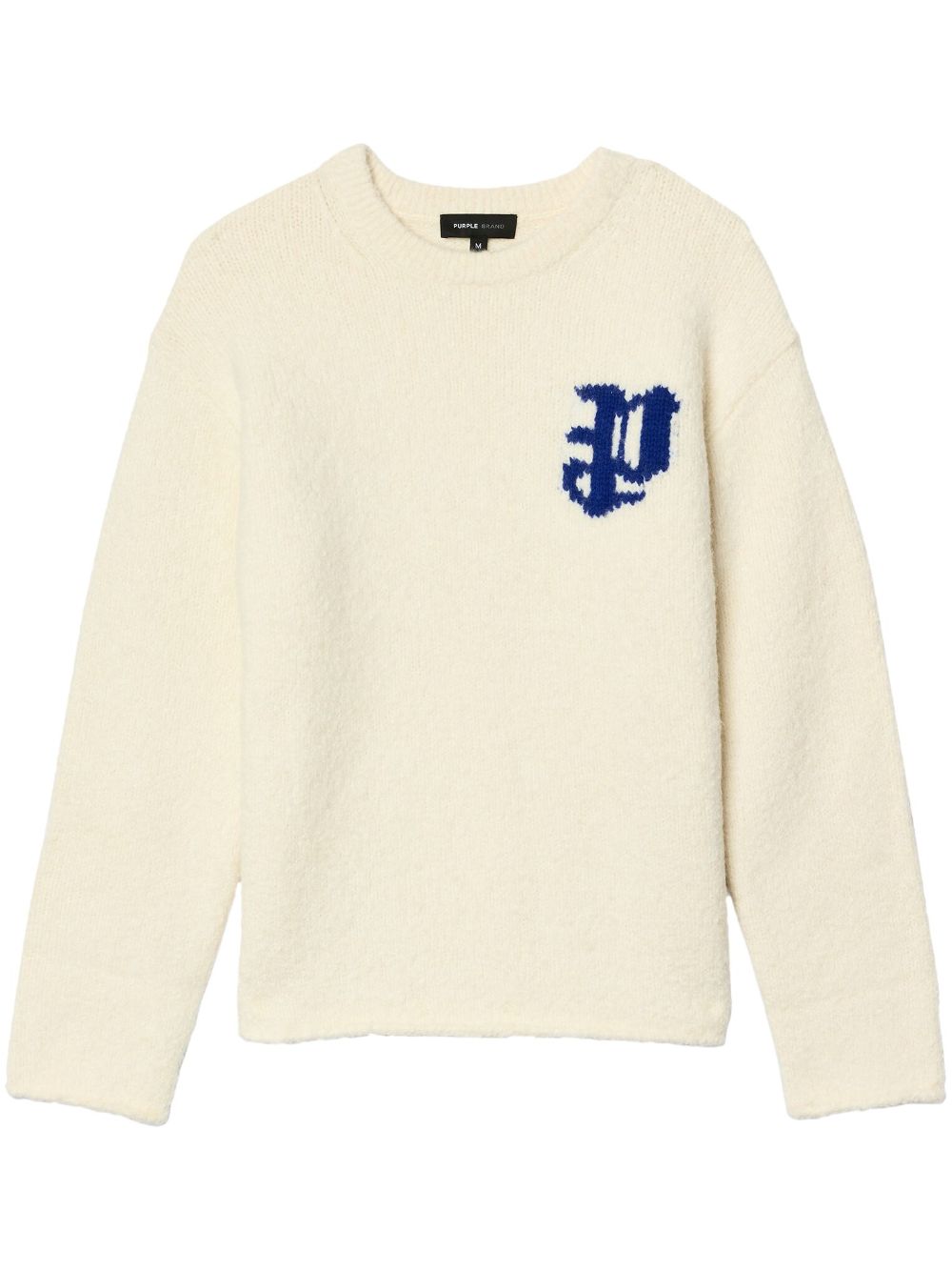 Intarsia-knit logo jumper - White