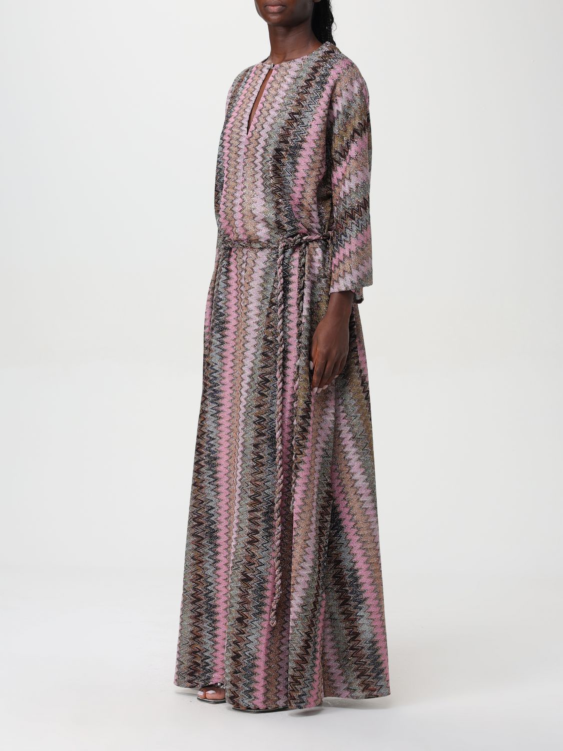 Zig-zag all-over pattern dress - Pink