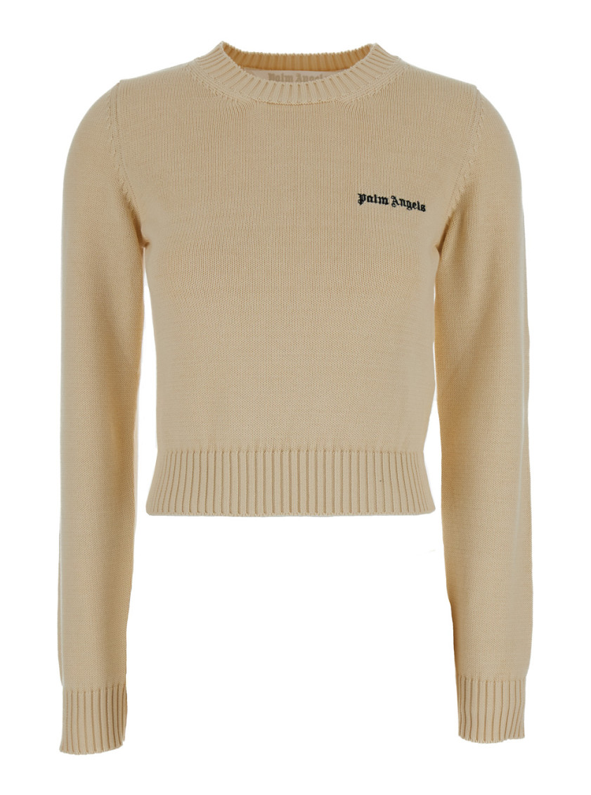 Logo-embroidered cotton jumper - Neutrals