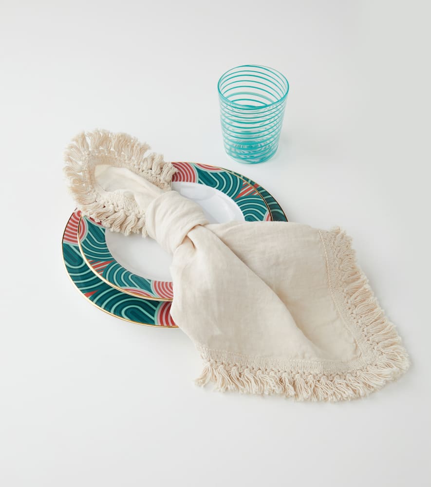 Set of two fringed napkins